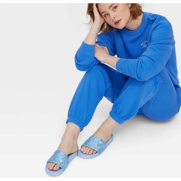 Roller Rabbit x Target Blue Paisley Floral Slide Sandals Womens Summer Shoes - Picture 4 of 4